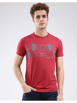 Monte Carlo - Men Maroon Smart Fit Round Neck Printed Half Sleeve T-Shirt