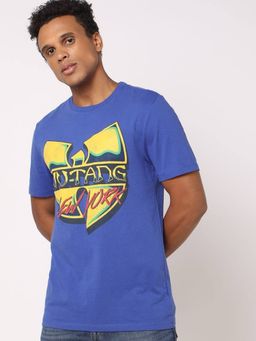 GAP - Men Blue Graphic Round Neck T-Shirt