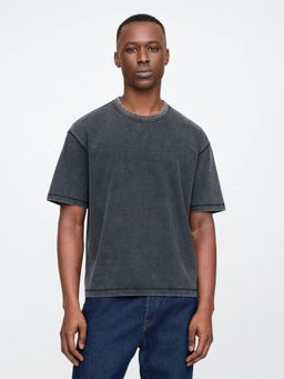 GAP - Men Black Regular Fit Crew Neck T-Shirt