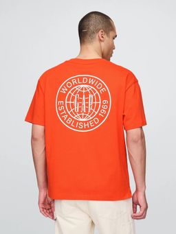 GAP - Men Orange Graphic Crew Neck Half Sleeve T-Shirt