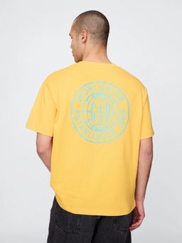 GAP - Men Yellow Graphic Crew Neck Half Sleeve T-Shirt