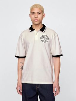 GAP - Men Off White Logo Polo Neck Half Sleeve T-Shirt