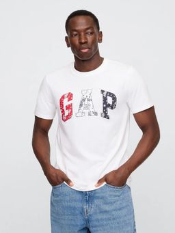 GAP - Men White Logo Crew Neck Half Sleeve T-Shirt