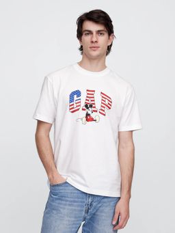 GAP - Men White Slim Fit Mickey Mouse Round Neck T-Shirt