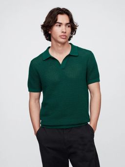 GAP - Men Green Regular Fit Knitted Polo T-Shirt