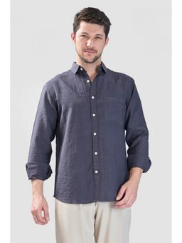 XKIND - Men Grey Viscose Textured Shirt