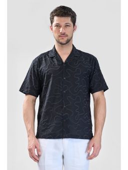 XKIND - Men Black Nylon Embroidered Shirt