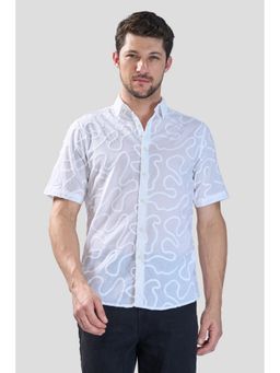 XKIND - Men White Nylon Embroidered Shirt