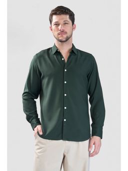 XKIND - Men Green Cotton Solid Shirt
