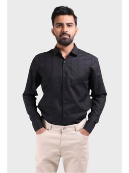 XKIND - Men Black Cotton Stripes Shirt