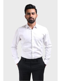 XKIND - Men White Cotton Stripes Shirt