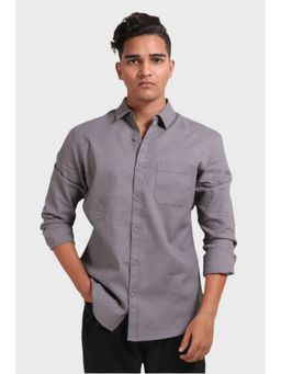 XKIND - Men Grey Cotton Textured Shirt