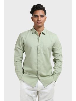 XKIND - Men Green Cotton Textured Shirt