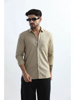 XKIND - Men Beige Cotton Textured Shirt