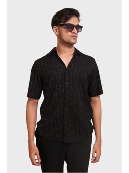 XKIND - Men Black Cotton Textured Shirt