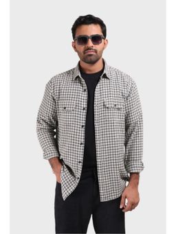 XKIND - Men White Cotton Checks Shirt