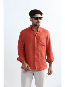 XKIND - Men Red Linen Solid Shirt