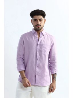 XKIND - Men Lavender Linen Solid Shirt