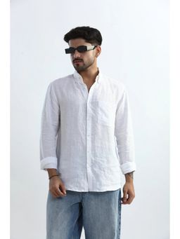 XKIND - Men White Linen Solid Shirt