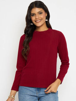Madame - Solid Maroon Tencel Blend Top