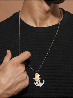 Priyaasi - Silver-Plated Beaded Chain for Men with Multi-Toned Pendant