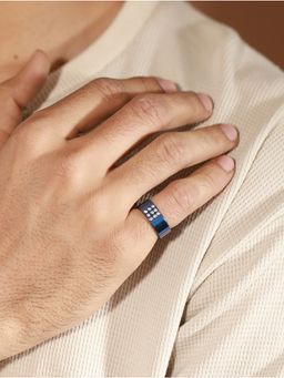 Priyaasi - Blue Ad Studded Band Style Ring for Men