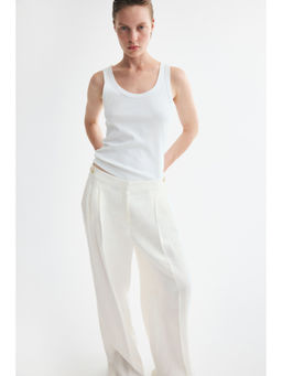 H&M - Women White Tailored Linen Trousers
