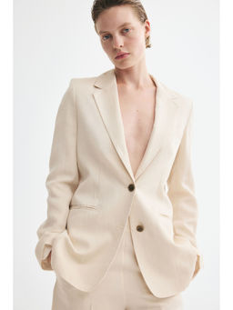 H&M - Women Beige Single-Breasted Twill Blazer