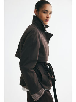 H&M - Women Brown Short Tie-Belt Trench Coat