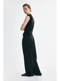 H&M - Women Black Wide Pleated Trousers