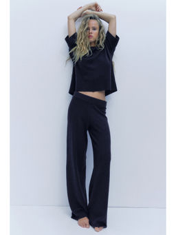 H&M - Women Blue Wide Knitted Trousers