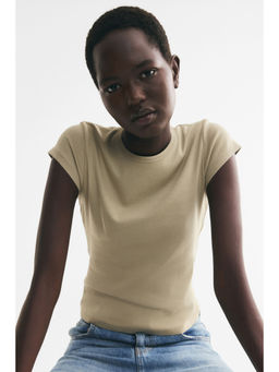 H&M - Women Green Fitted Cotton T-Shirt