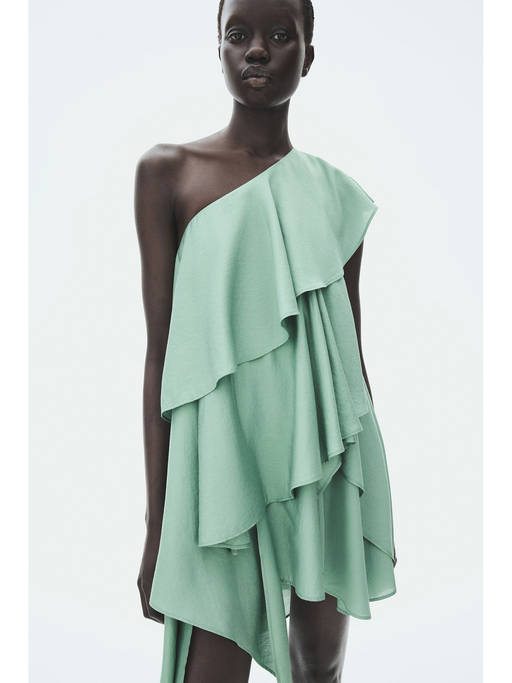 h&m green mini dress Buy Women Flounced One-Shoulder (XS) Online Bandeau dress