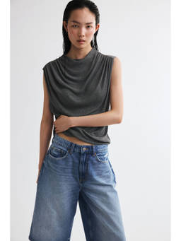H&M - Women Grey Draped Knitted Top