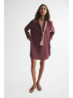 H&M - Women Red Scarf-Collar Button-Front Dress