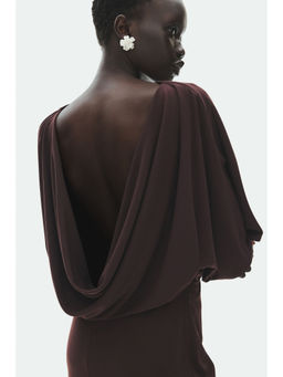 H&M - Women Brown Cowl-Back Jersey Dress
