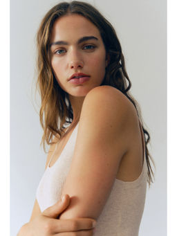 H&M - Women Beige Rib-Knit Vest Top
