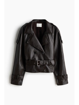 H&M - Women Brown Coated Biker Jacket