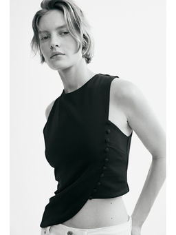 H&M - Women Black Asymmetric Jersey Top