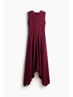 H&M - Women Red Linen-Blend Flared-Skirt Dress