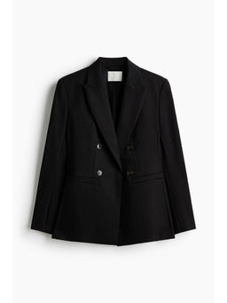 H&M - Women Black Double-Breasted Throw-On Blazer