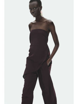 H&M - Women Red Pleated Viscose-Blend Trousers