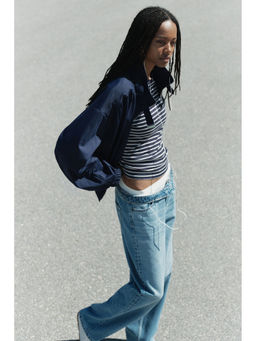 H&M - Women Navy Blue Oversized Bomber Jacket