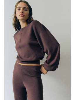 H&M - Women Beige Fine-Knit Balloon-Sleeved Jumper