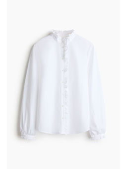 H&M - Women White Frill-Trimmed Button-Front Blouse