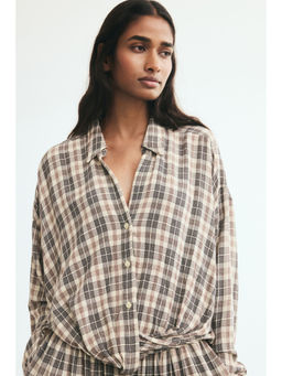 H&M - Women Beige Twist-Detail Viscose Shirt