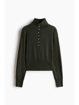H&M - Women Green Fine-Knit Turtleneck Jumper