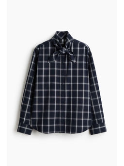 H&M - Women Navy Blue Scarf-Collar Shirt