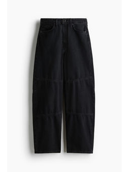 H&M - Women Black Barrel High Waist Jeans