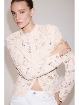 H&M - Women Beige Appliqued Net Jacket